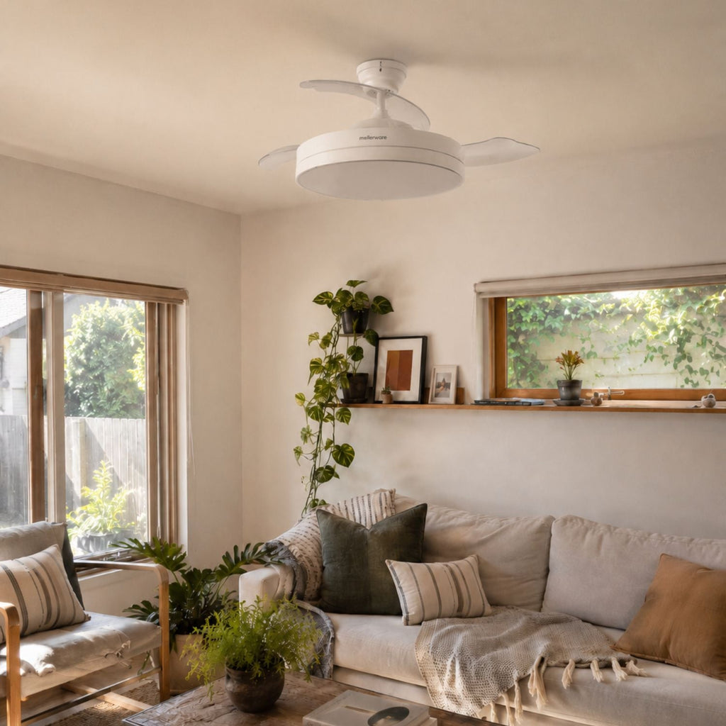 NÖRDI Breeze Fold | Ventilador de Techo con Luz LED y Aspas Plegables