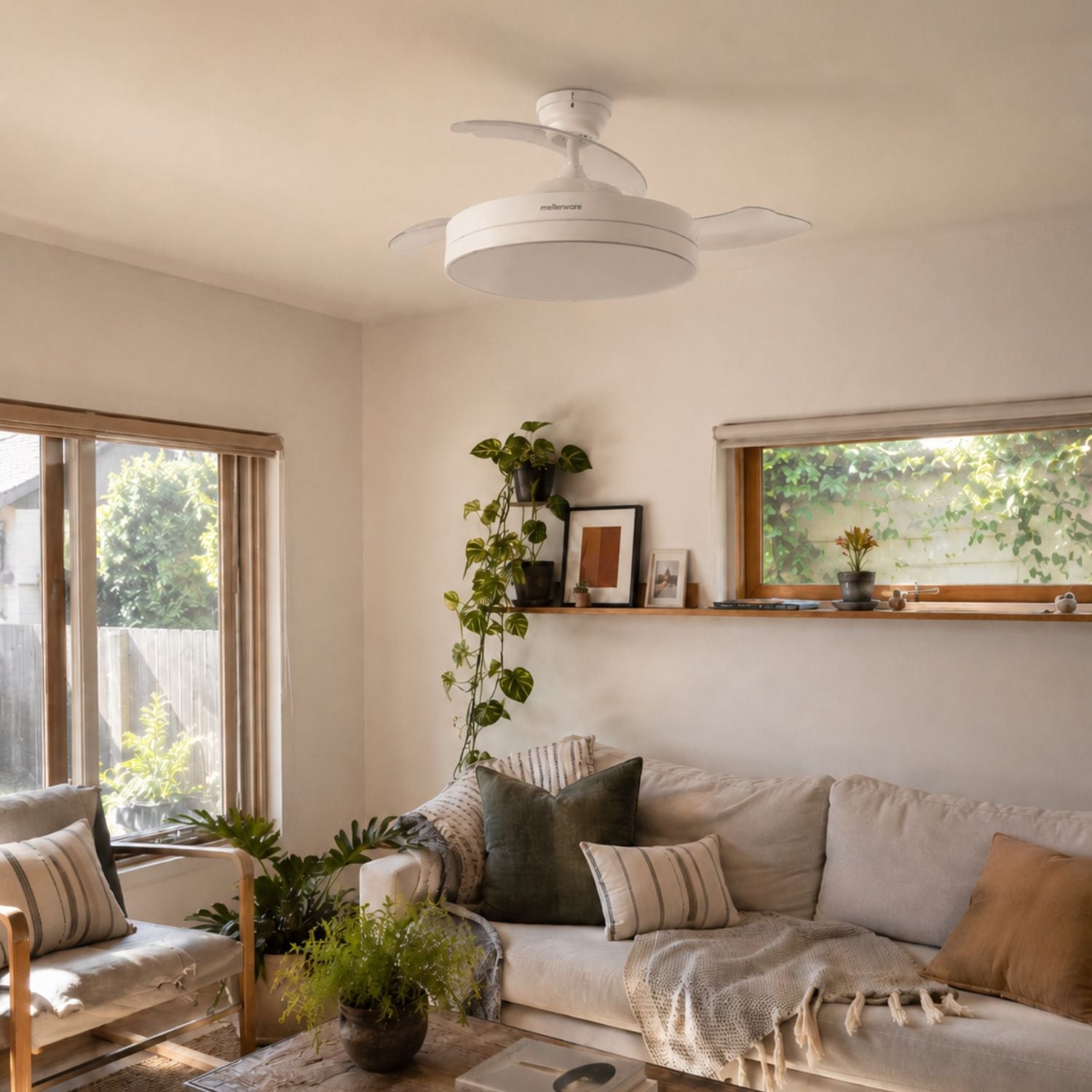 NÖRDI Breeze Fold | Ventilador de Techo con Luz LED y Aspas Plegables