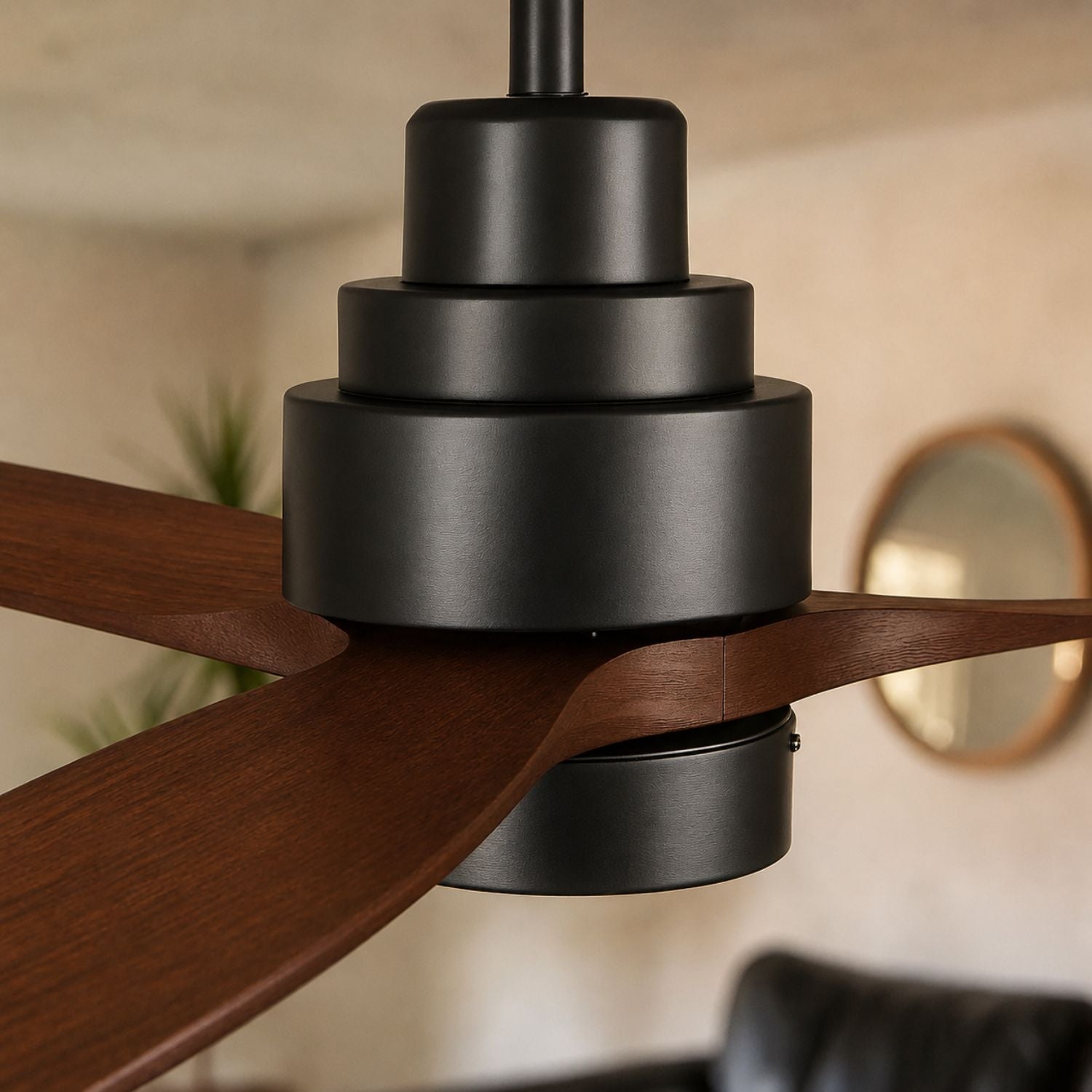 NÖRDI Breeze Walnut | Ventilador de Techo con Luz LED y Aspas de Madera Oscura