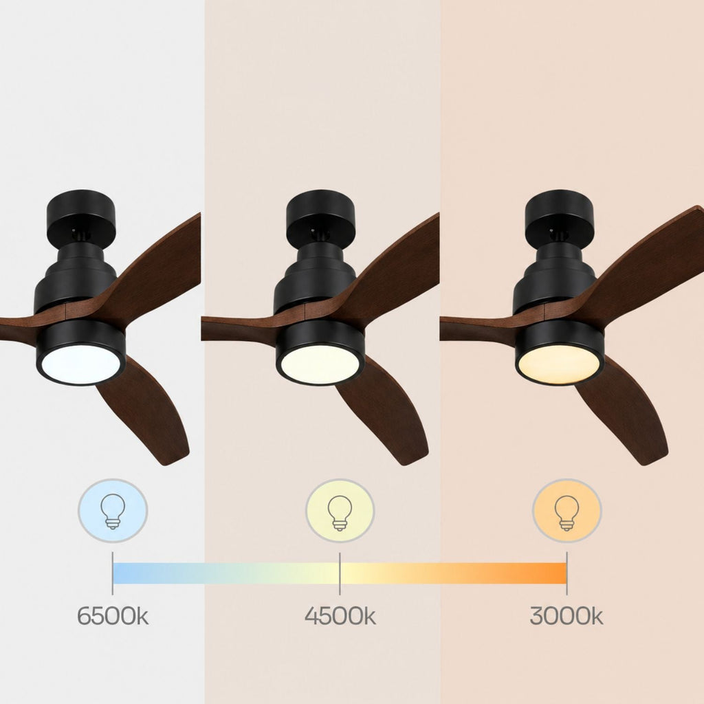 NÖRDI Breeze Walnut | Ventilador de Techo con Luz LED y Aspas de Madera Oscura