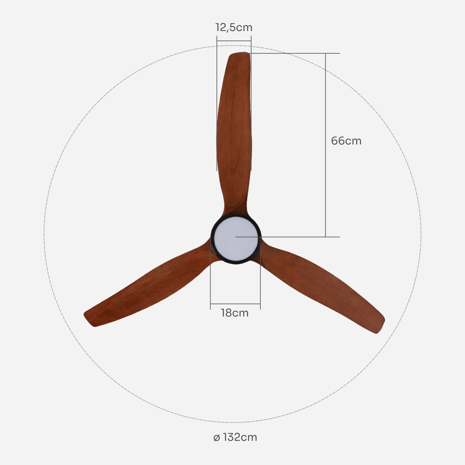 NÖRDI Breeze Walnut | Ventilador de Techo con Luz LED y Aspas de Madera Oscura