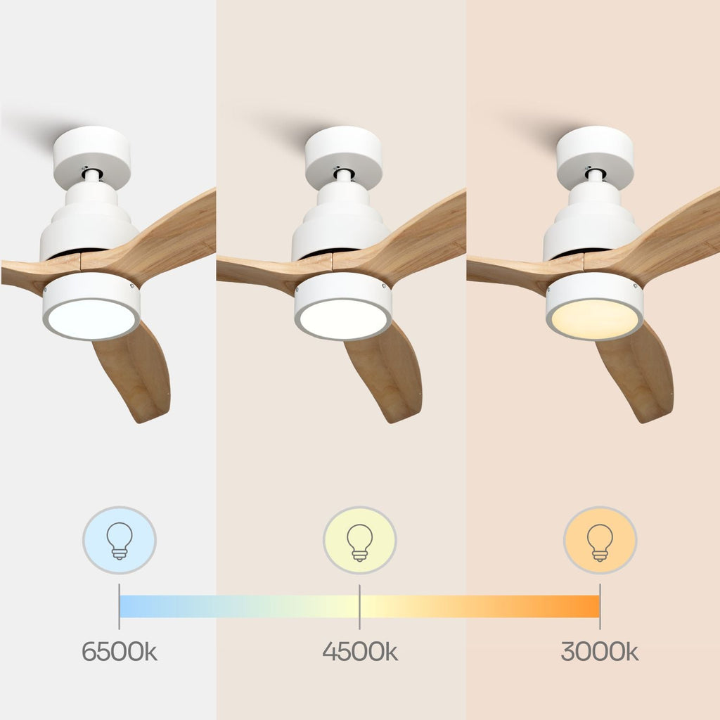 NÖRDI Breeze Birch | Ventilador de Techo con Luz LED y Acabado en Madera Clara