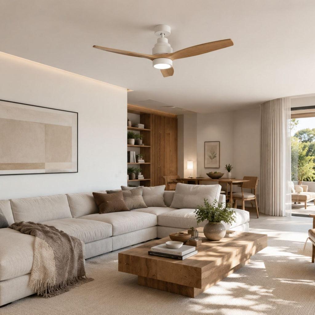 NÖRDI Breeze Birch | Ventilador de Techo con Luz LED y Acabado en Madera Clara