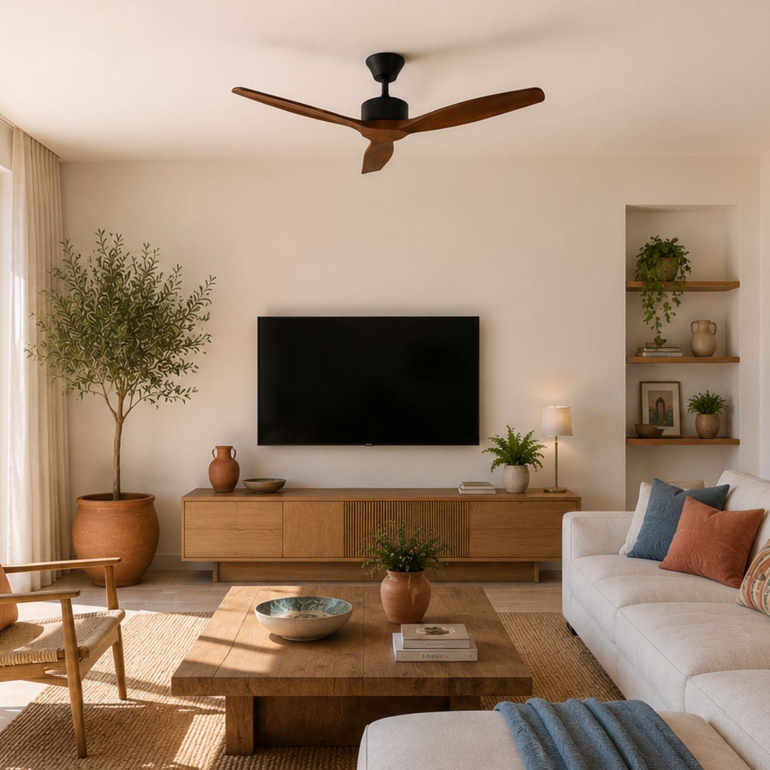 NÖRDI Breeze Oak | Ventilador de Techo Silencioso con Aspas de Madera Natural