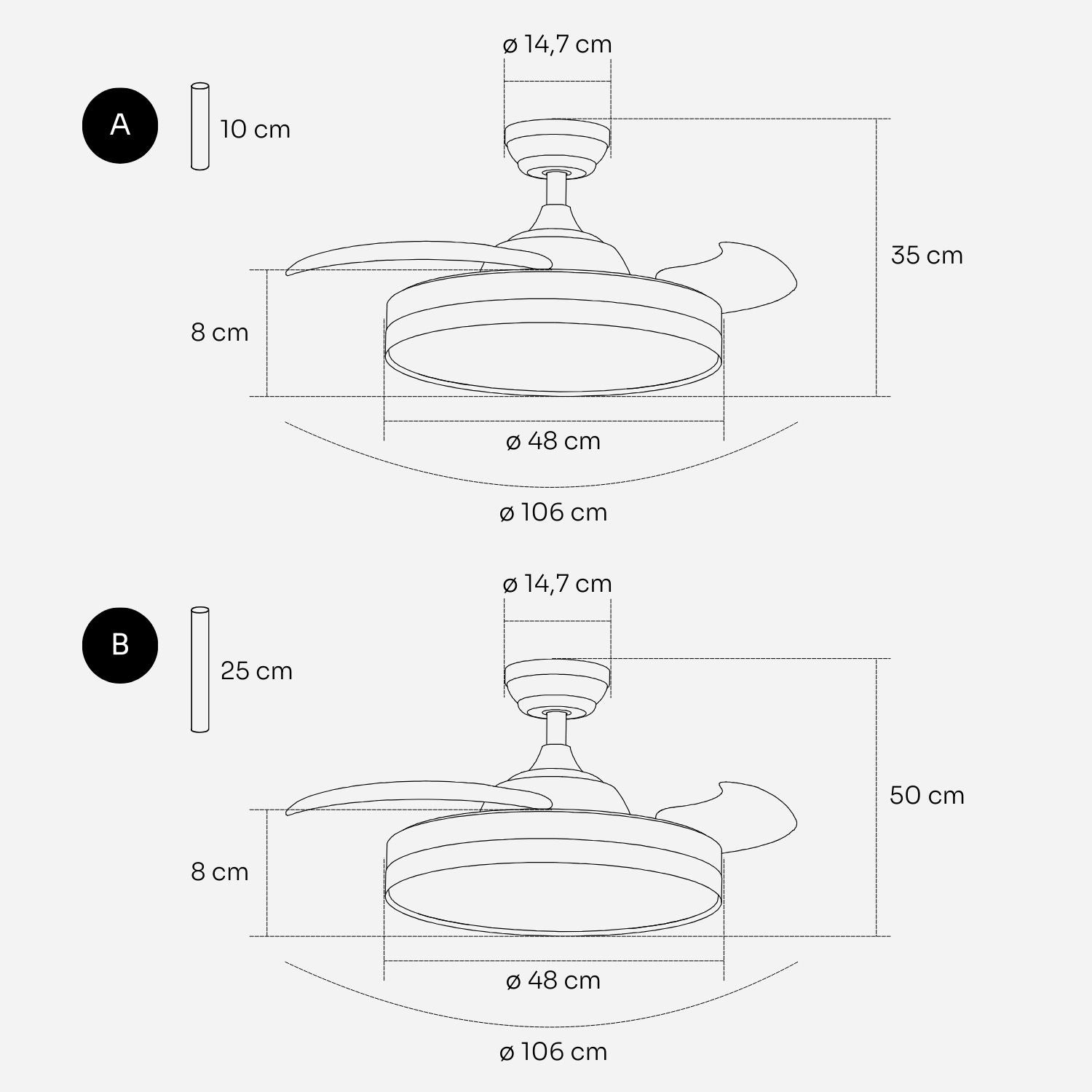 NÖRDI Breeze Fold | Ventilador de Techo con Luz LED y Aspas Plegables