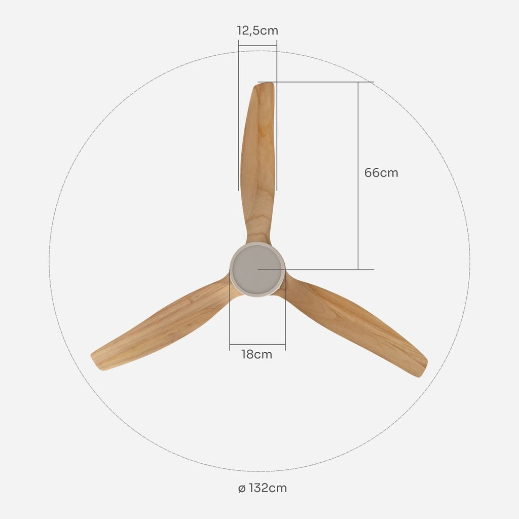 NÖRDI Breeze Birch | Ventilador de Techo con Luz LED y Acabado en Madera Clara