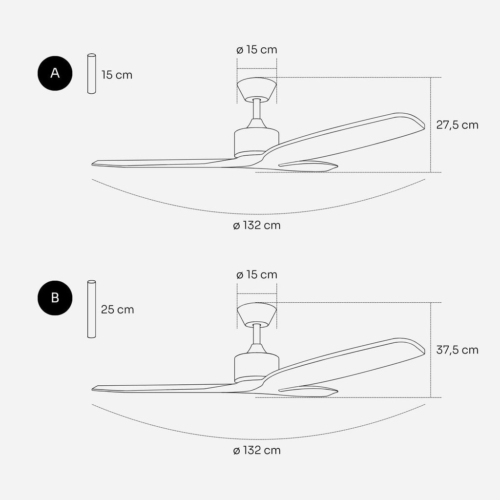 NÖRDI Breeze Noir | Ventilador de Techo Silencioso con Aspas de Madera Natural